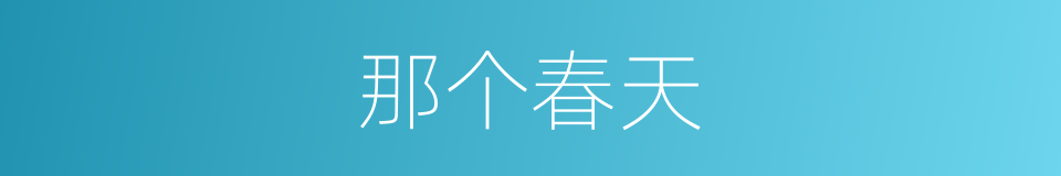 那个春天的同义词