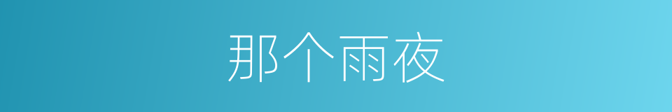 那个雨夜的同义词