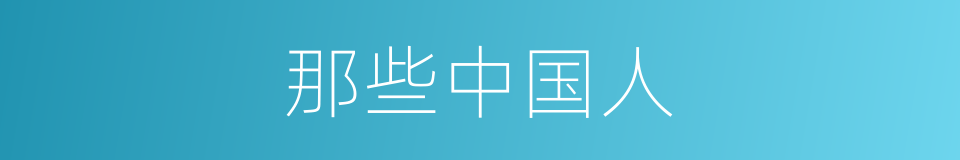 那些中国人的同义词