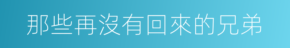 那些再沒有回來的兄弟的同義詞