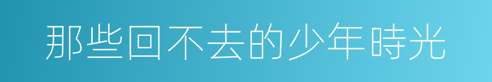 那些回不去的少年時光的同義詞