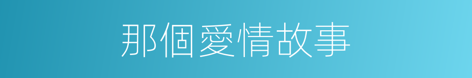 那個愛情故事的同義詞