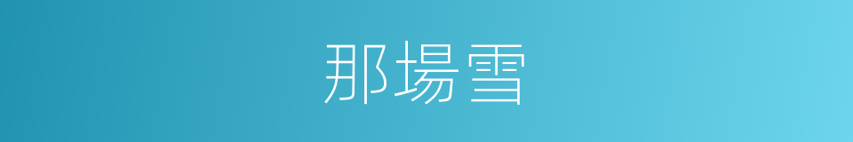 那場雪的同義詞