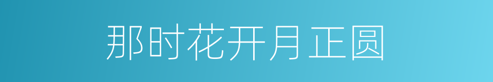 那时花开月正圆的同义词