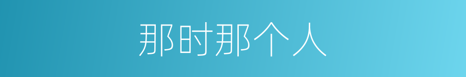 那时那个人的同义词