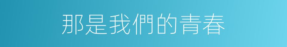 那是我們的青春的同義詞