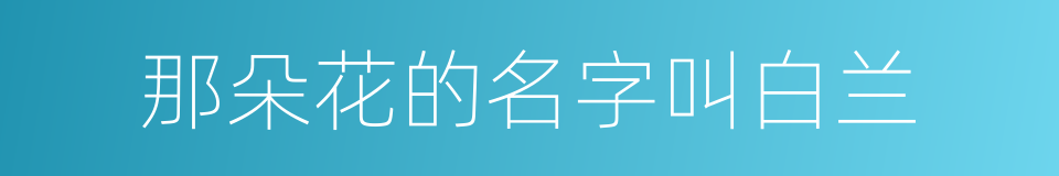 那朵花的名字叫白兰的同义词