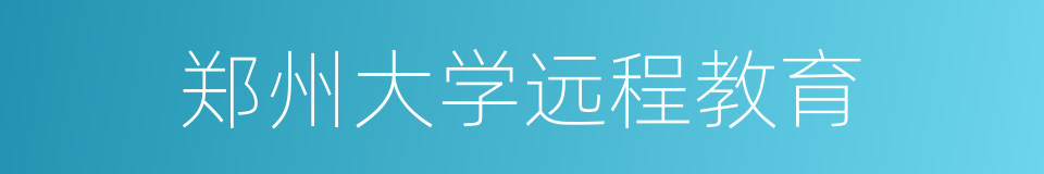 郑州大学远程教育的同义词
