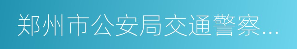 郑州市公安局交通警察支队的同义词