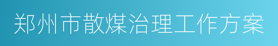 郑州市散煤治理工作方案的同义词