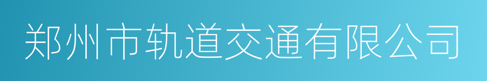 郑州市轨道交通有限公司的同义词