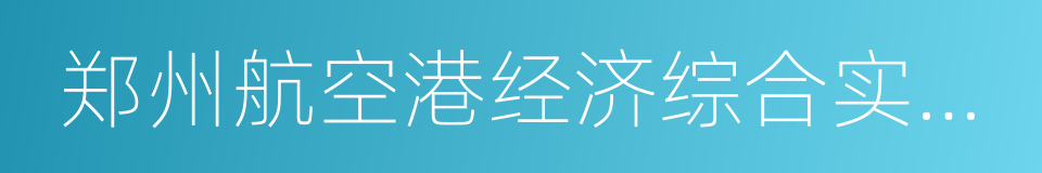 郑州航空港经济综合实验区的同义词