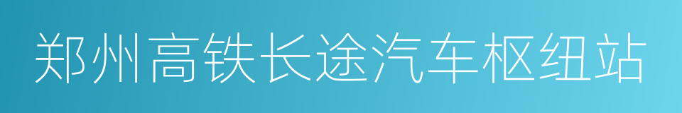 郑州高铁长途汽车枢纽站的同义词