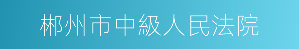 郴州市中級人民法院的同義詞