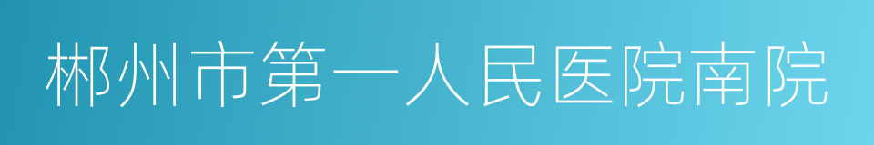 郴州市第一人民医院南院的同义词