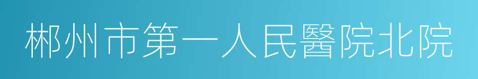 郴州市第一人民醫院北院的同義詞