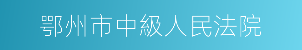 鄂州市中級人民法院的同義詞