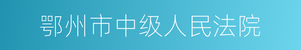 鄂州市中级人民法院的同义词