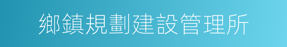鄉鎮規劃建設管理所的同義詞