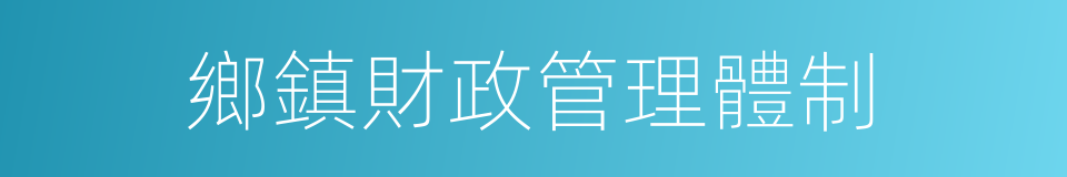 鄉鎮財政管理體制的同義詞