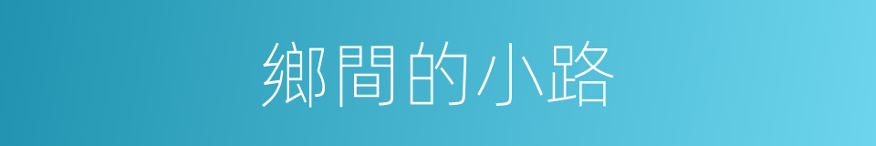 鄉間的小路的同義詞