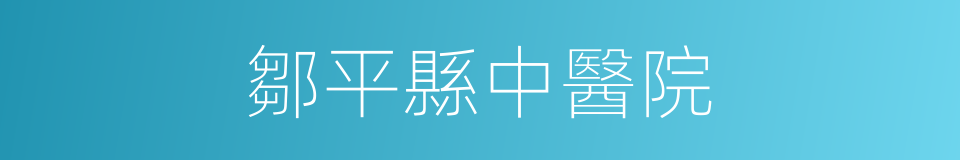 鄒平縣中醫院的同義詞