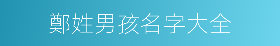 鄭姓男孩名字大全的同義詞