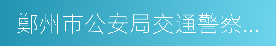 鄭州市公安局交通警察支隊的同義詞