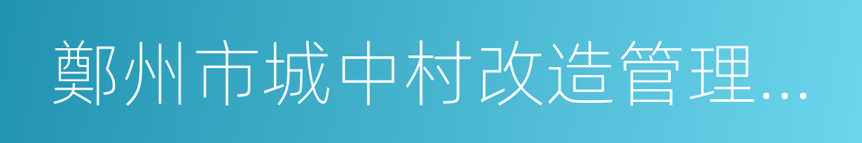 鄭州市城中村改造管理辦法的同義詞