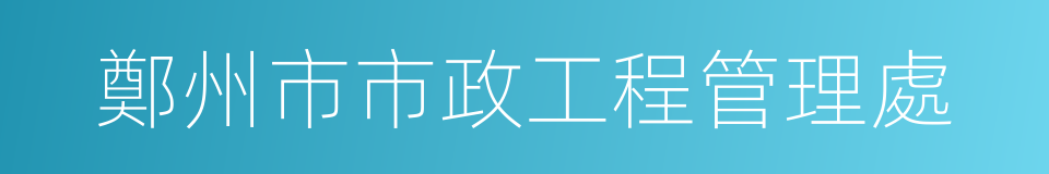 鄭州市市政工程管理處的同義詞