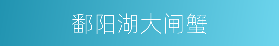 鄱阳湖大闸蟹的同义词