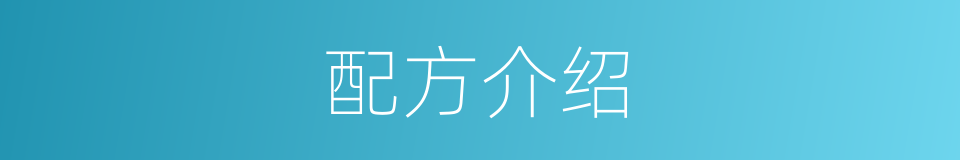 配方介绍的同义词