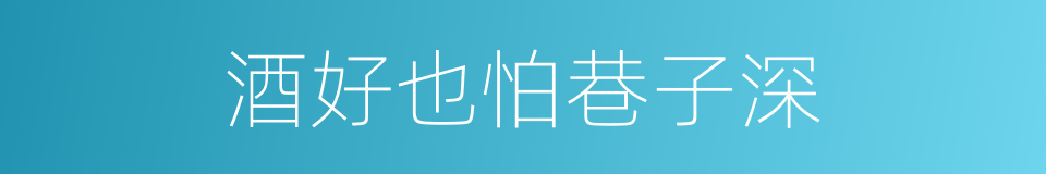酒好也怕巷子深的同义词