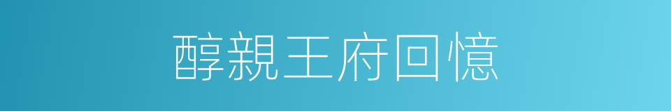 醇親王府回憶的同義詞