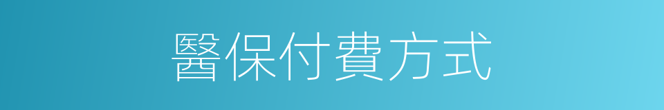 醫保付費方式的同義詞