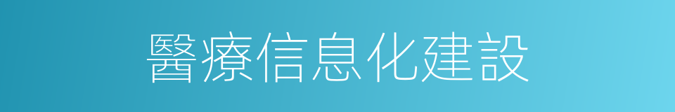 醫療信息化建設的同義詞