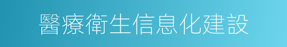 醫療衛生信息化建設的同義詞