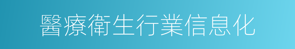 醫療衛生行業信息化的同義詞