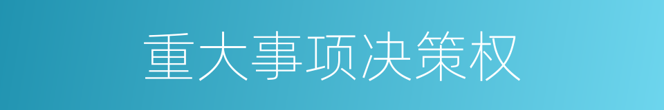 重大事项决策权的同义词
