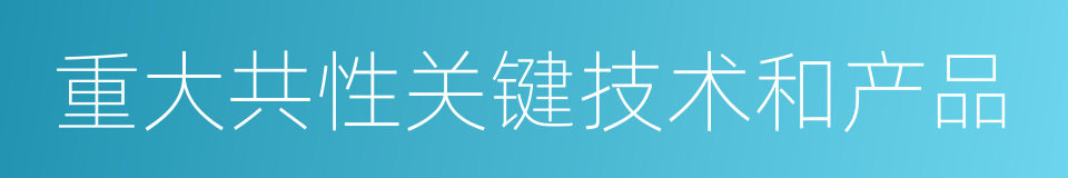 重大共性关键技术和产品的同义词