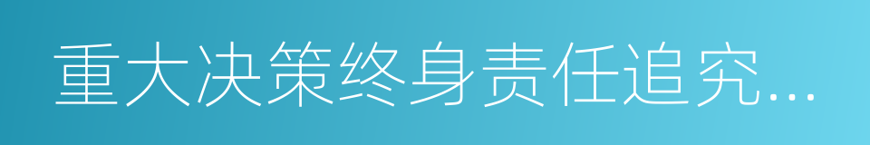 重大决策终身责任追究制度及责任倒查机制的同义词