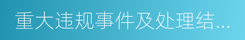 重大违规事件及处理结果公开的同义词