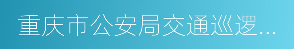 重庆市公安局交通巡逻警察总队的同义词