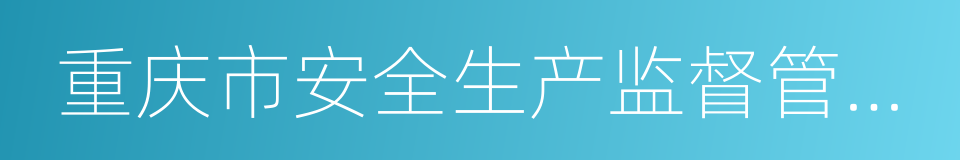 重庆市安全生产监督管理局的同义词