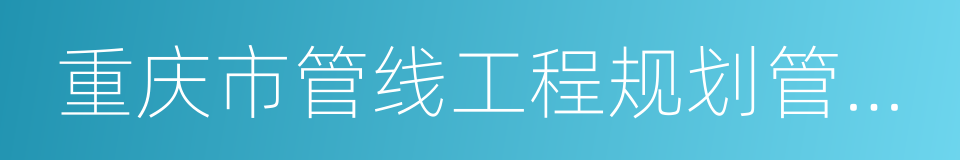 重庆市管线工程规划管理办法的同义词