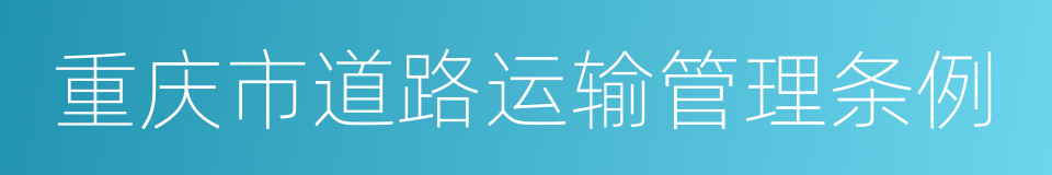 重庆市道路运输管理条例的同义词