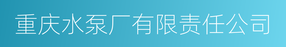 重庆水泵厂有限责任公司的同义词