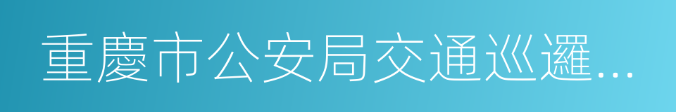 重慶市公安局交通巡邏警察總隊的同義詞