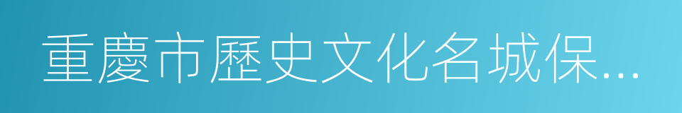 重慶市歷史文化名城保護規劃的同義詞