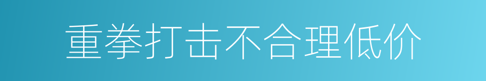 重拳打击不合理低价的同义词